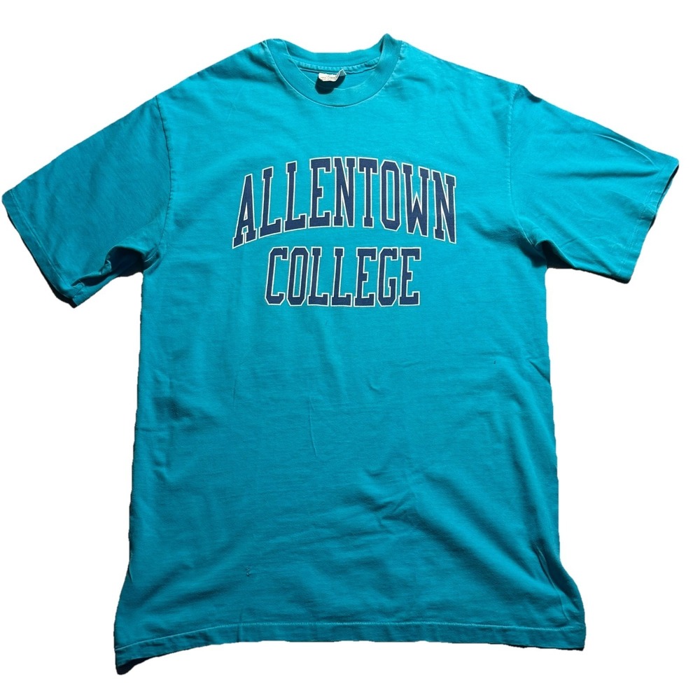 Vintage Allentown College T Shirt USA Made Teal Graphic Adult Large 90s Style